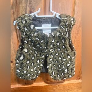 Cat & Jack Green and White Faux Fur Vest